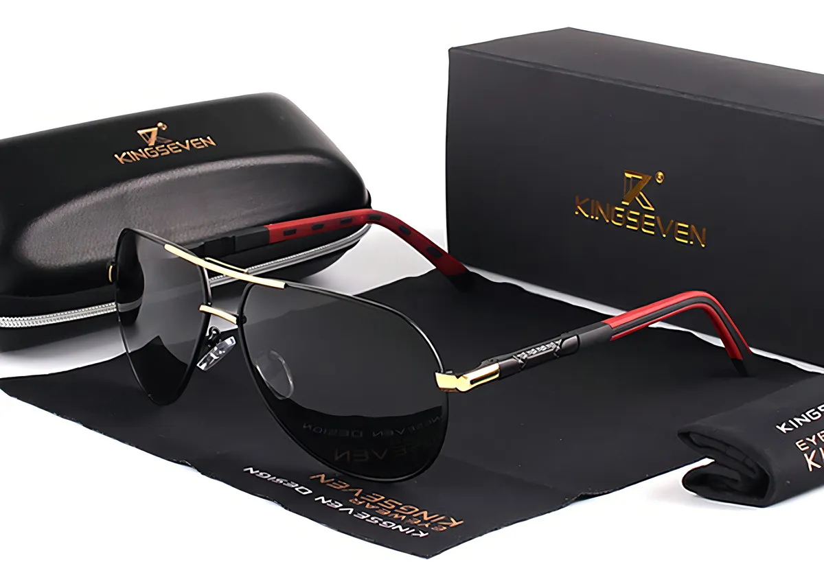 Anteojos De Sol Polarizados Kingseven Gafas Sol K725 Antirreflectante, Uv400 Liso Rojo Negro Negro Rojo/negro