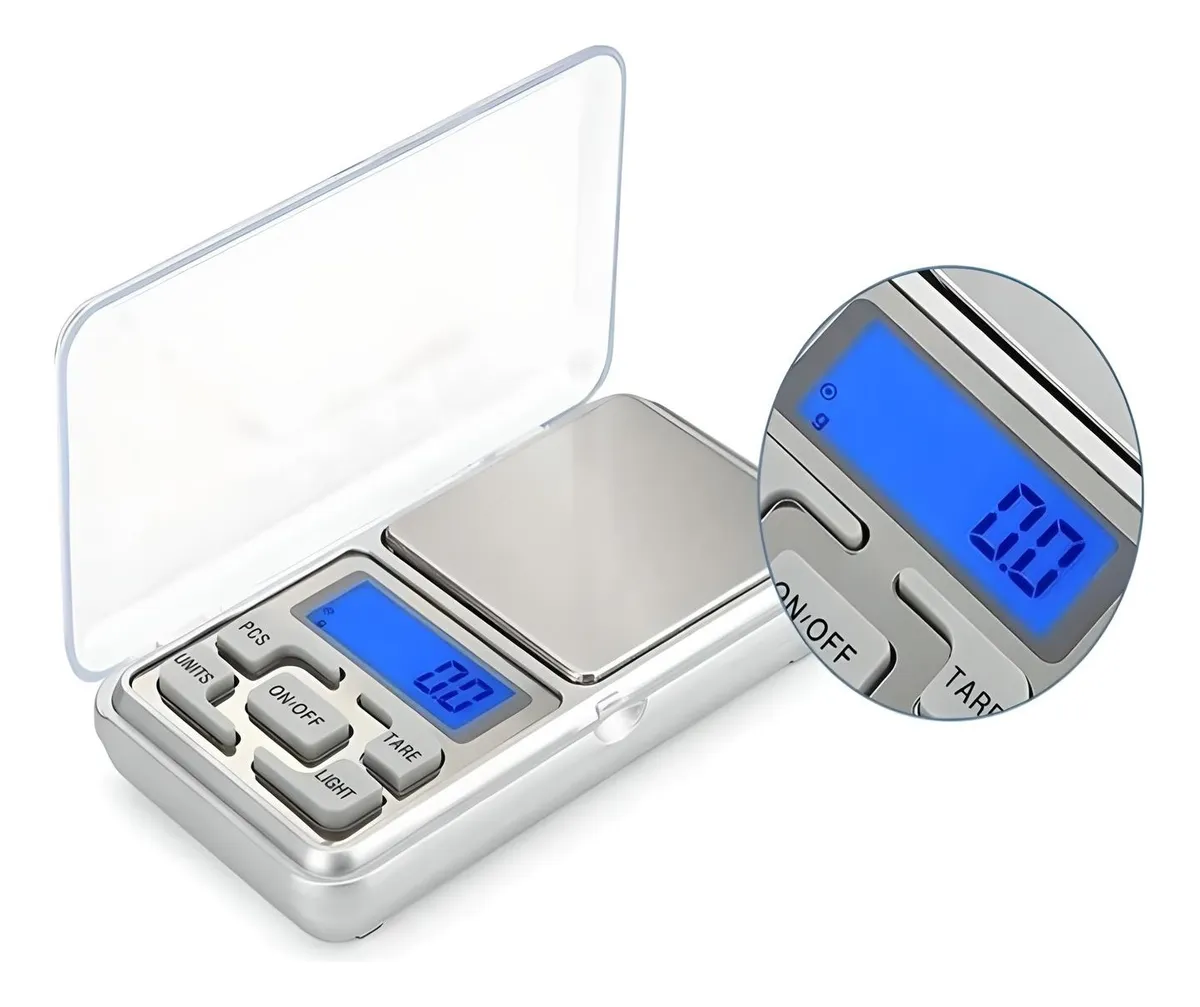 Bascula Gramera Digital Plateada De Bolsillo 0.01gr/500gr Plateado 500 G