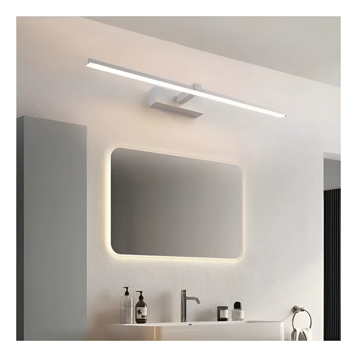Lampara Led Minimalista Moderna Pared Espejo Baño Blanca 40cm Blanco Frio