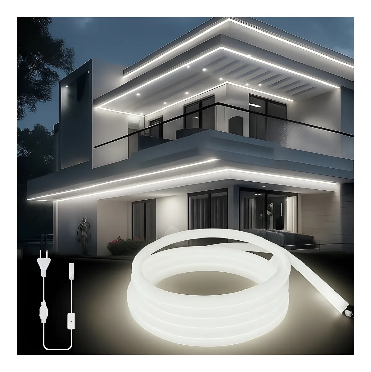 Tira Led Ultra Brillante Cob Atenuable Intemperie 110v 5m Blanco Natural